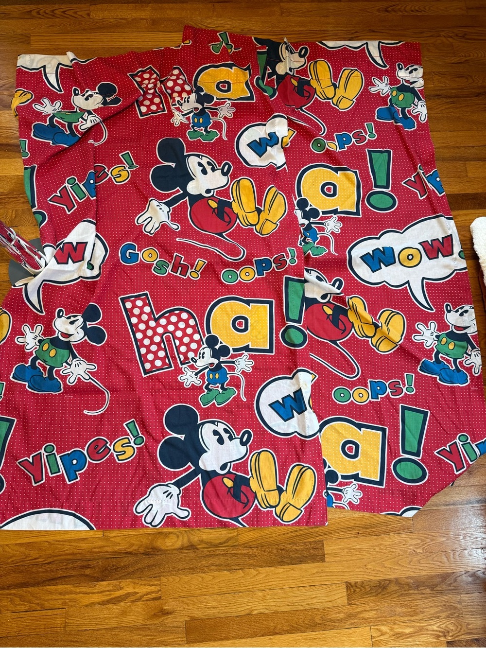 Vintage 90s Mickey Mouse Disney Curtains, Two Panels Decorative (80x63)